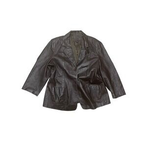 Santa Fe Leather Blazer Vintage Black Jacket 3X 22W-24W Women
